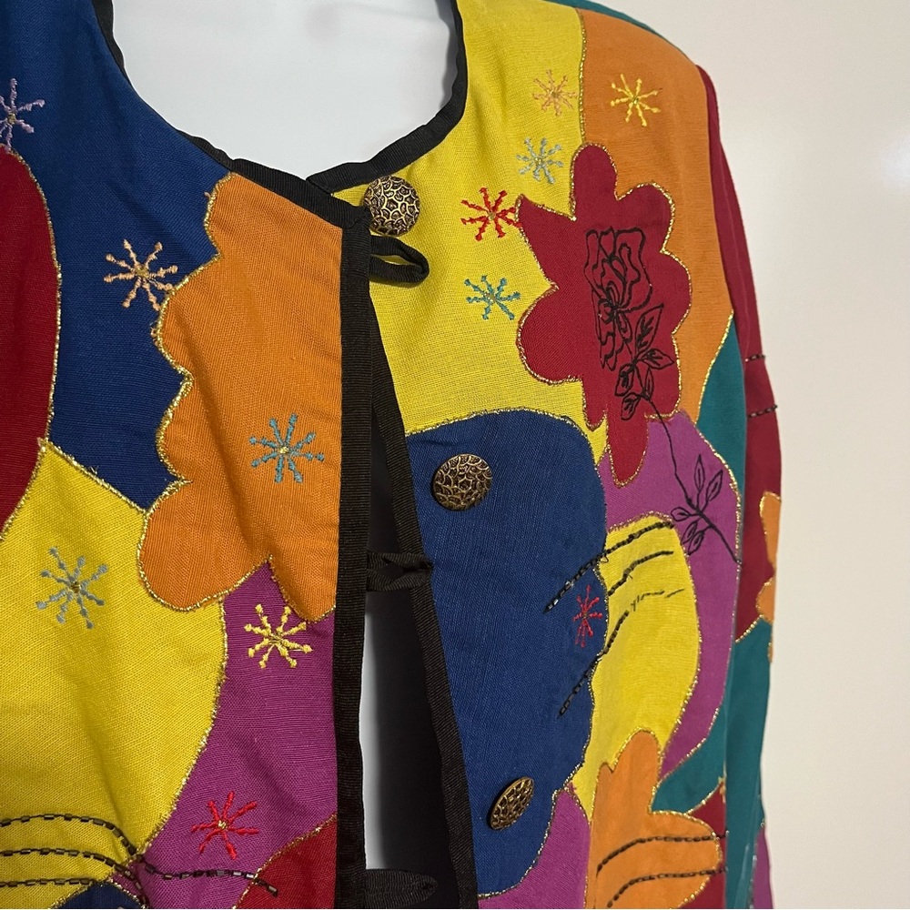 Patchwork Indigo Moon Jacket India Size Medium Co… - image 3